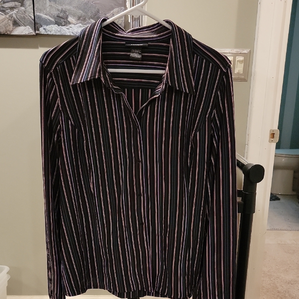 George Casual Button Down Shirt Black and Purple